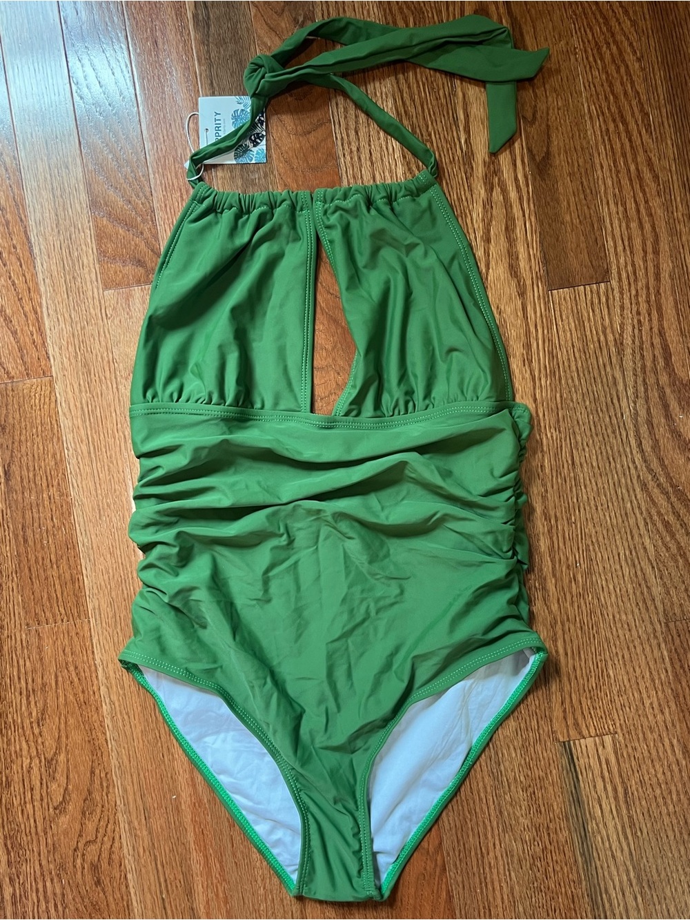Womens Green Halter One-Piece Swimsuit